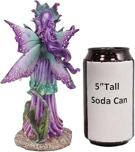 Miniatura 8 de Ebros Amy Brown Pixie Gossip Enchanted Elf Fairy FAE Damisela con ninfa púrpura índigo, estatua de libélula de 7.5 pulgadas de alto, fantasía mítica