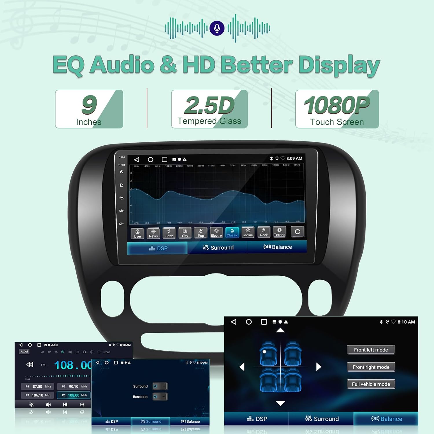 EKAT [2+64G] Car Radio for Kia Soul 2014-2017 (Only for Manual A/C), 9 inch Android 13 Touch Screen KIA Soul Stereo, Carplay/Android Auto/EQ Audio/SWC/Bluetooth/26 Ul Desktop Themes