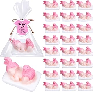 Baby Shower Soap Favors Baby Shower Favors Handmade Sleeping Baby Gift Soap Baby Shower Scented Soap Favors with Gift Tags for Guests Girl Boy Baby Shower Favors Decorations (24 Packs, Pink)