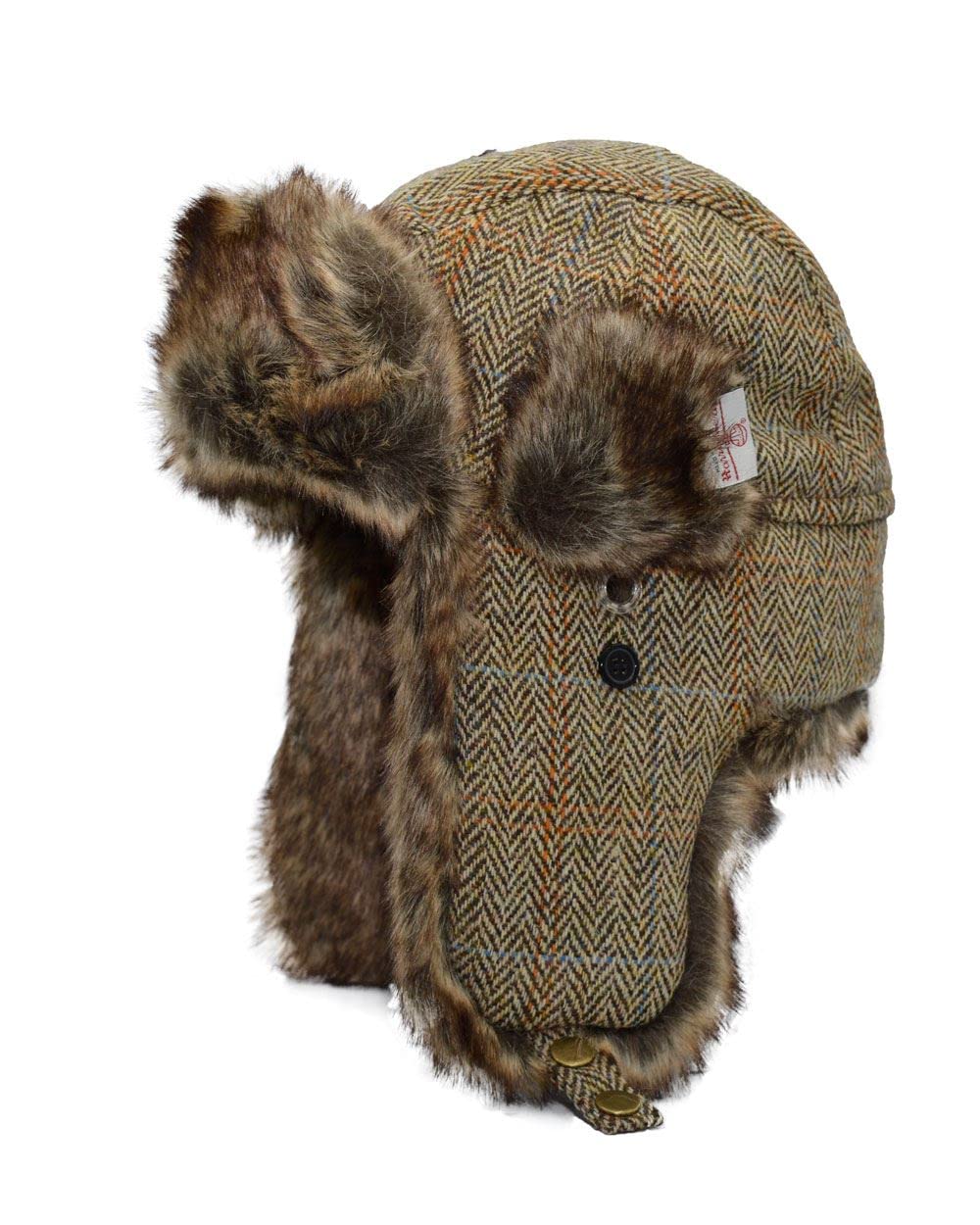 Walker And Hawkes Men's White Sand - Harris Tweed Charles Trapper Hat - Large (59Cm)