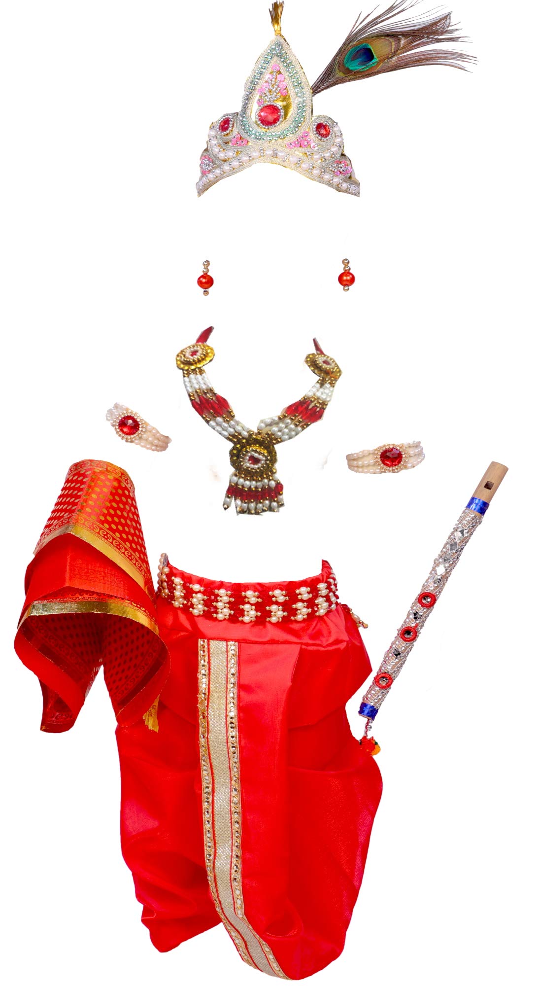 Marvel Krishna Dress 27 (Red, 3-4 Years) - Satin