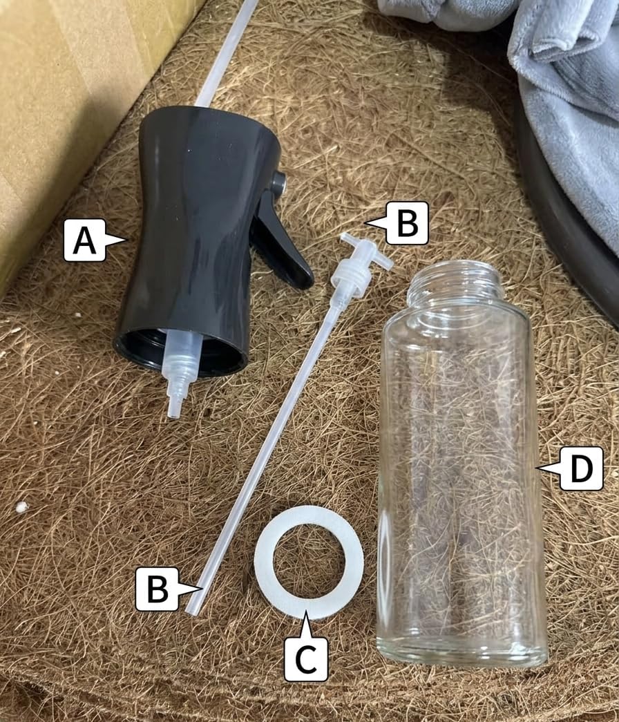 Oil Sprayer for Cooking, 220ml Refillable Fine Mist Spray Bottle, Black, for Air Fryer, BBQ, Salad