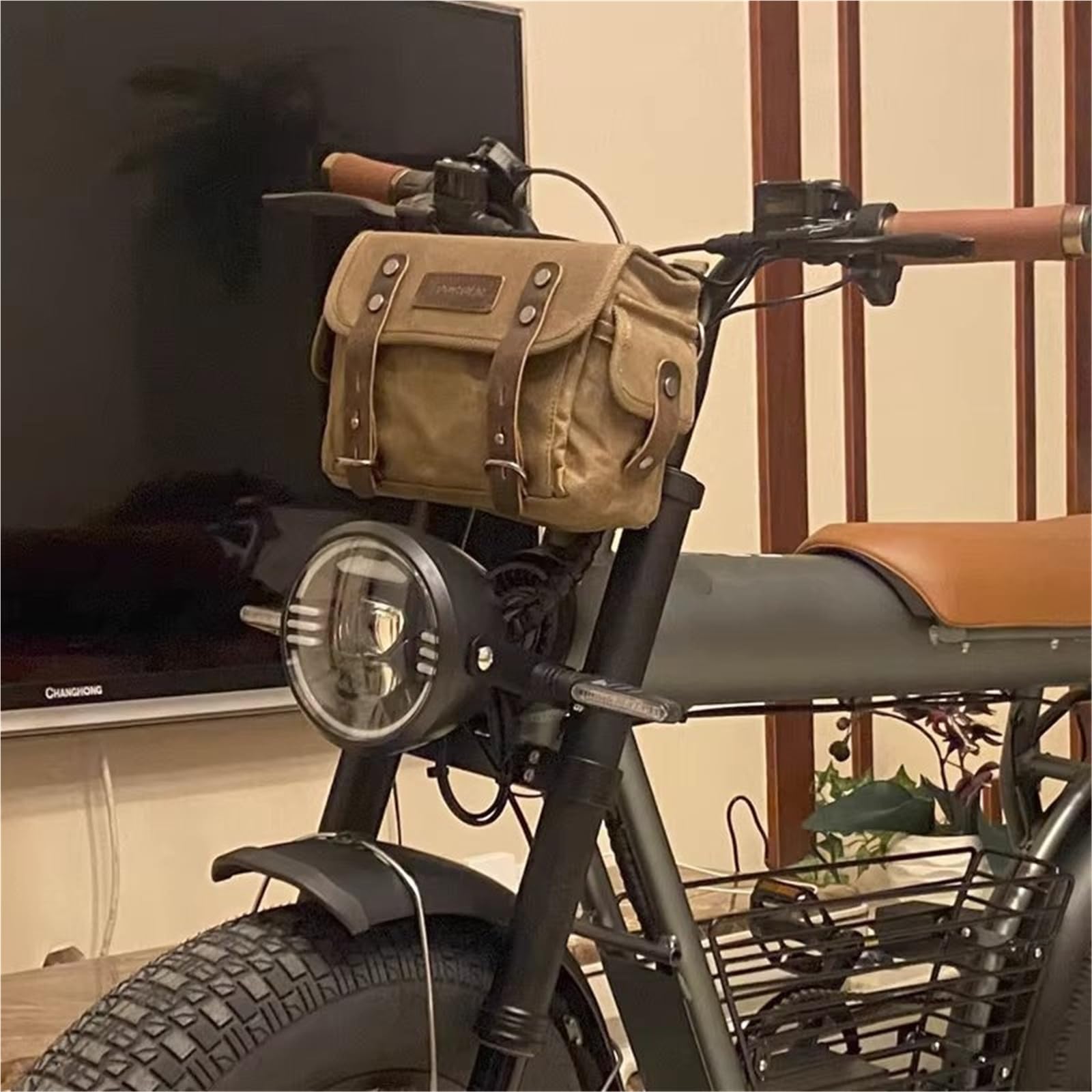 Selle Sac À Dos Moto Sacoche De Selle Moto Étanche Vintage Rétro Arrière Pour En Toile Cirée Côté Conducteur
