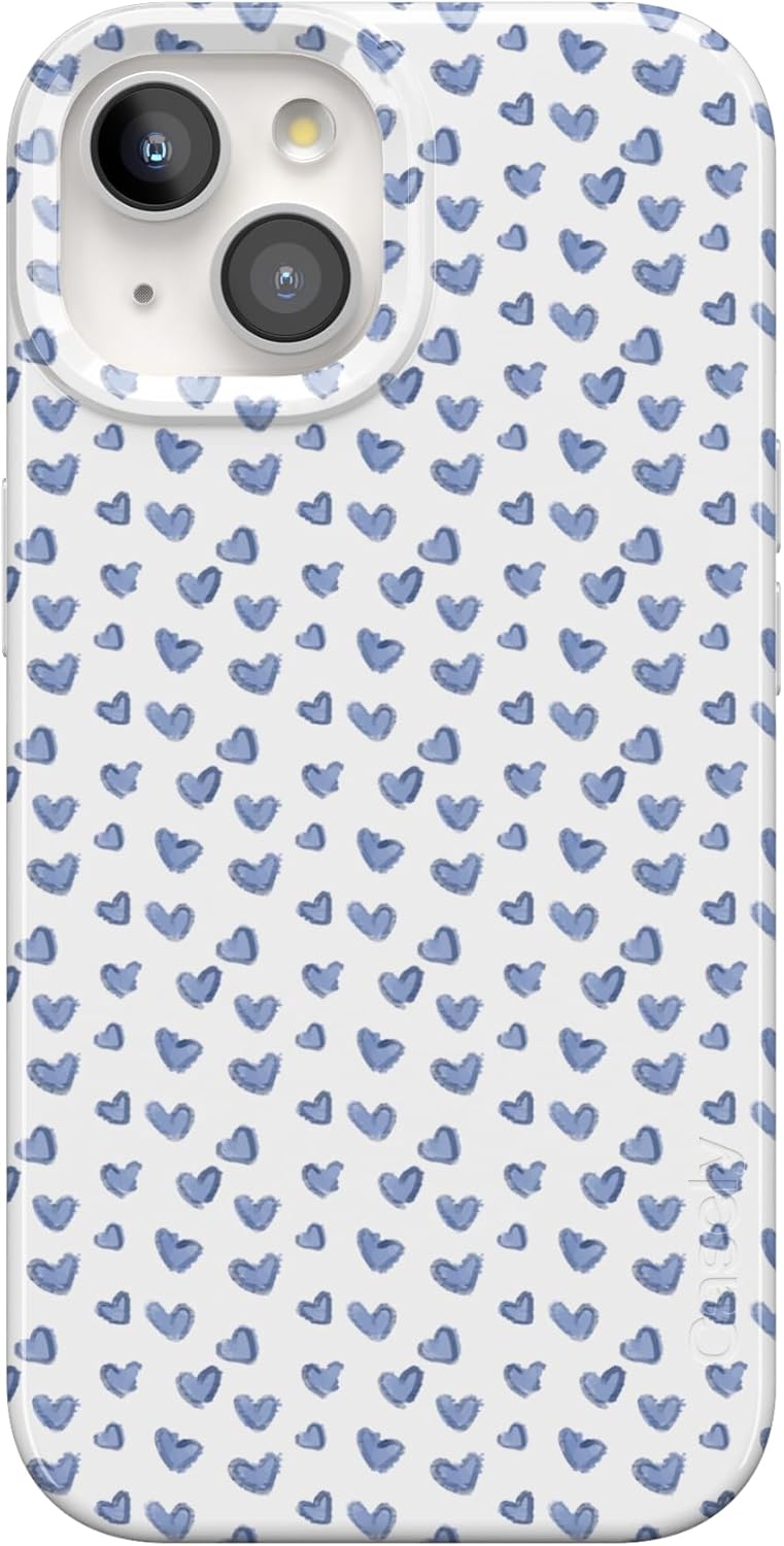 Casely iPhone 15 Case | Lovebug | Blue Hearts | Compatible with MagSafe | Classic Ultra Slim Design