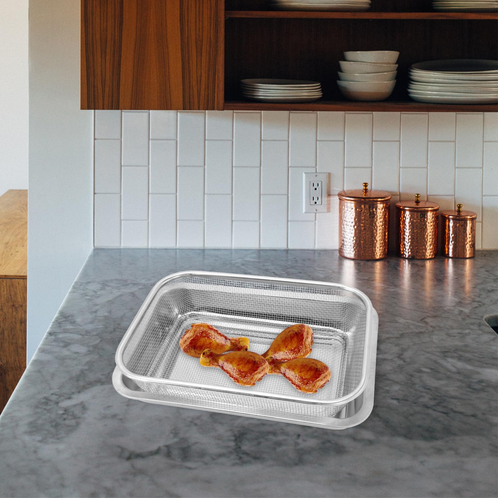 Abaodam 2ensembles Panier à Friture Acier Inoxydable Refroidissement Amovible pour Cuisson Et Égouttage des Aliments Utilisation Cuisine Et Restauration