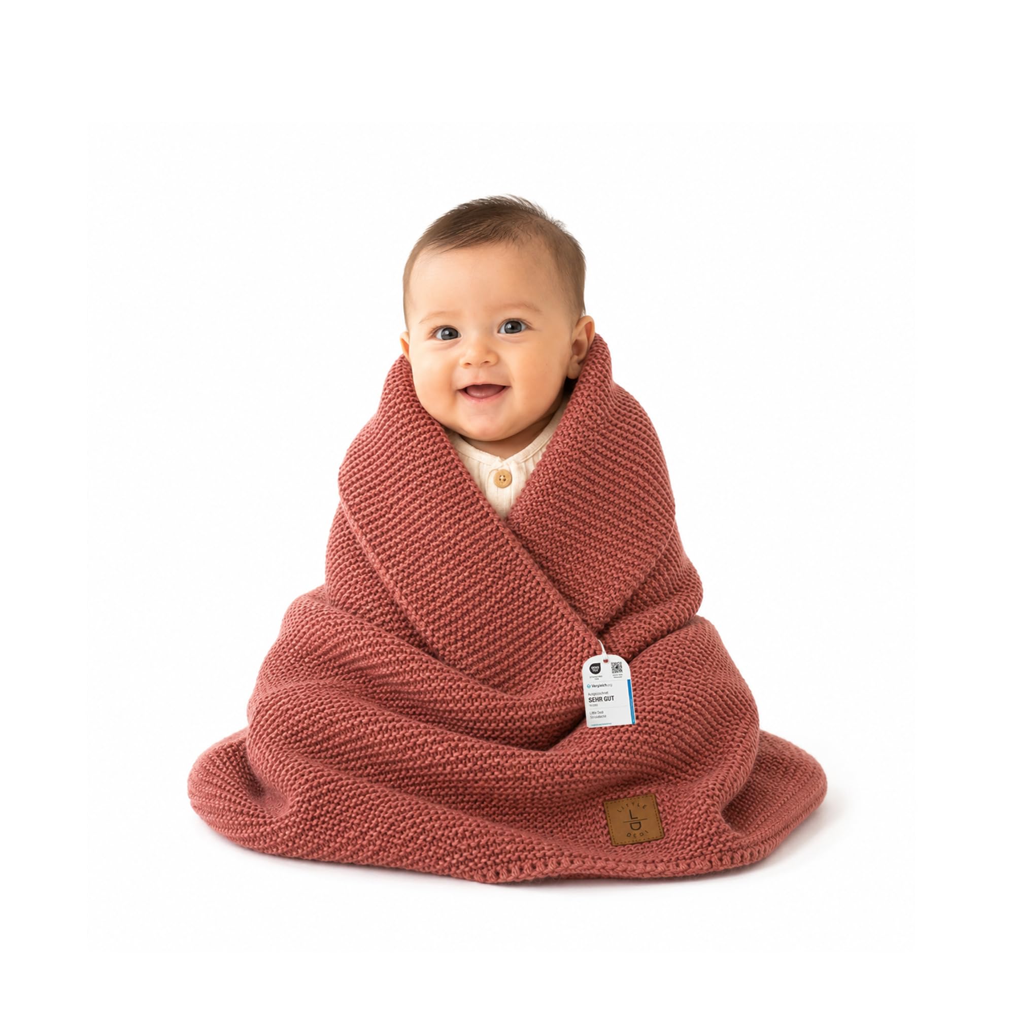 Little Dedi Baby Soft Knitted Blanket, 30 x 40 In, Dusky Pink, Soft & Breathable, Oeko-Tex Certified, Lightweight & Cuddly, Perfect for Newborns, Toddlers, Cot, Pram & Baby Room