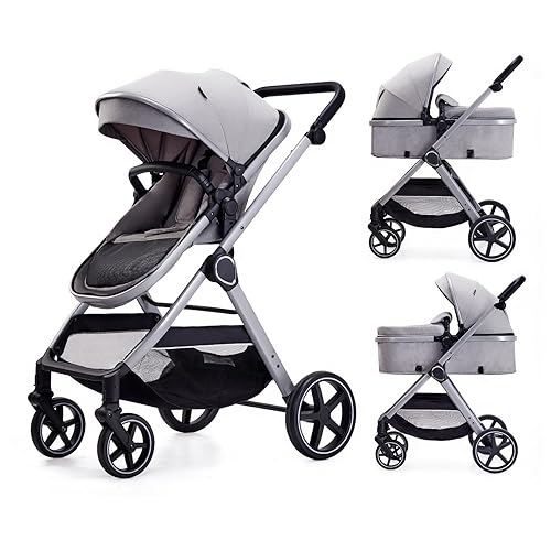 Cochecito de bebé 2 en 1, cochecito convertible para bebés de 0 a 36 meses (gris)