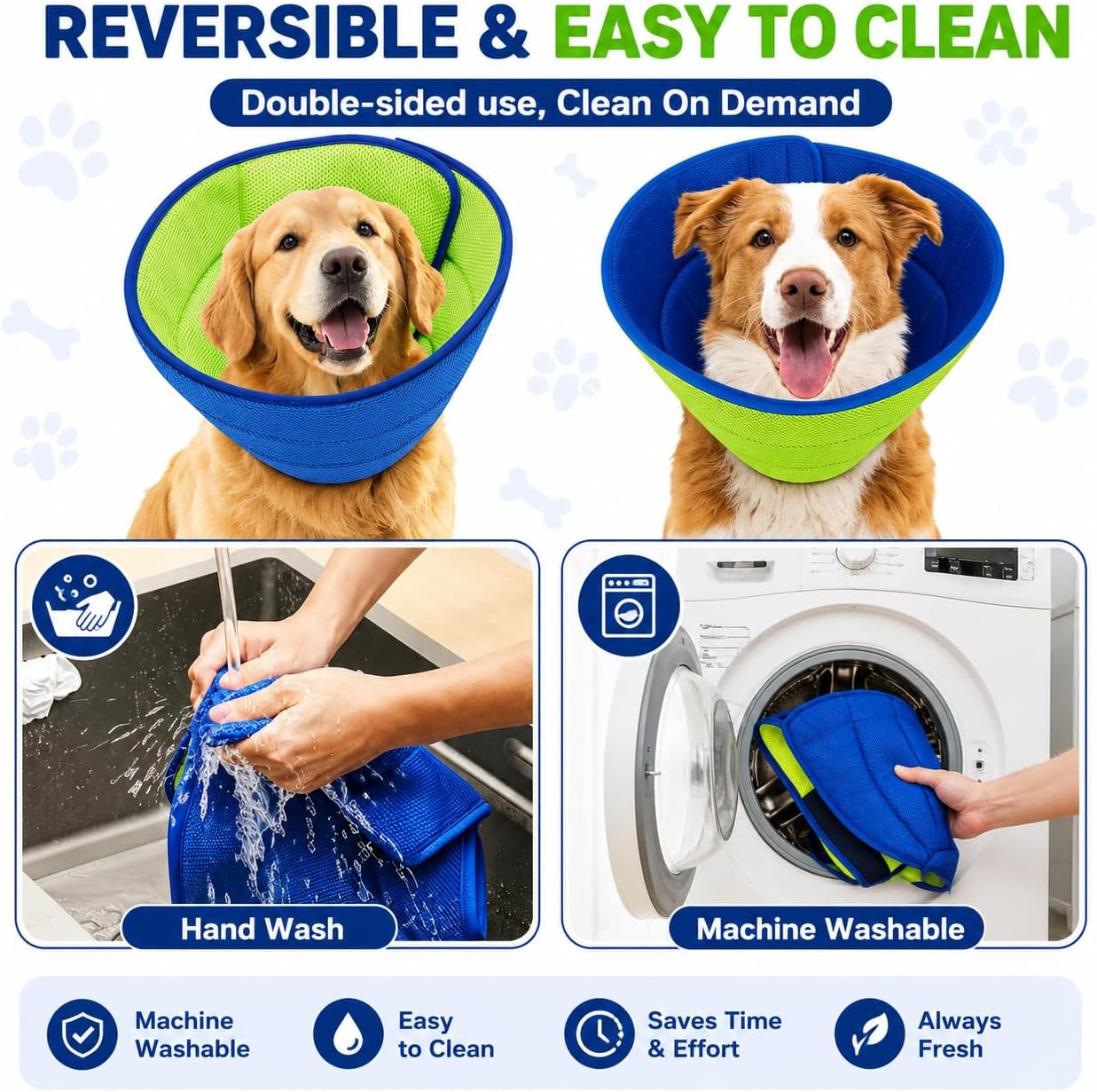 Soft Dog Cone Collar, Dog Recovery E Collar After Surgery, Large | Adjustable Dog Cone for Surgery Recovery. Breathable Mesh, Lightweight, Machine Washable, Comfortable Protective Collar.