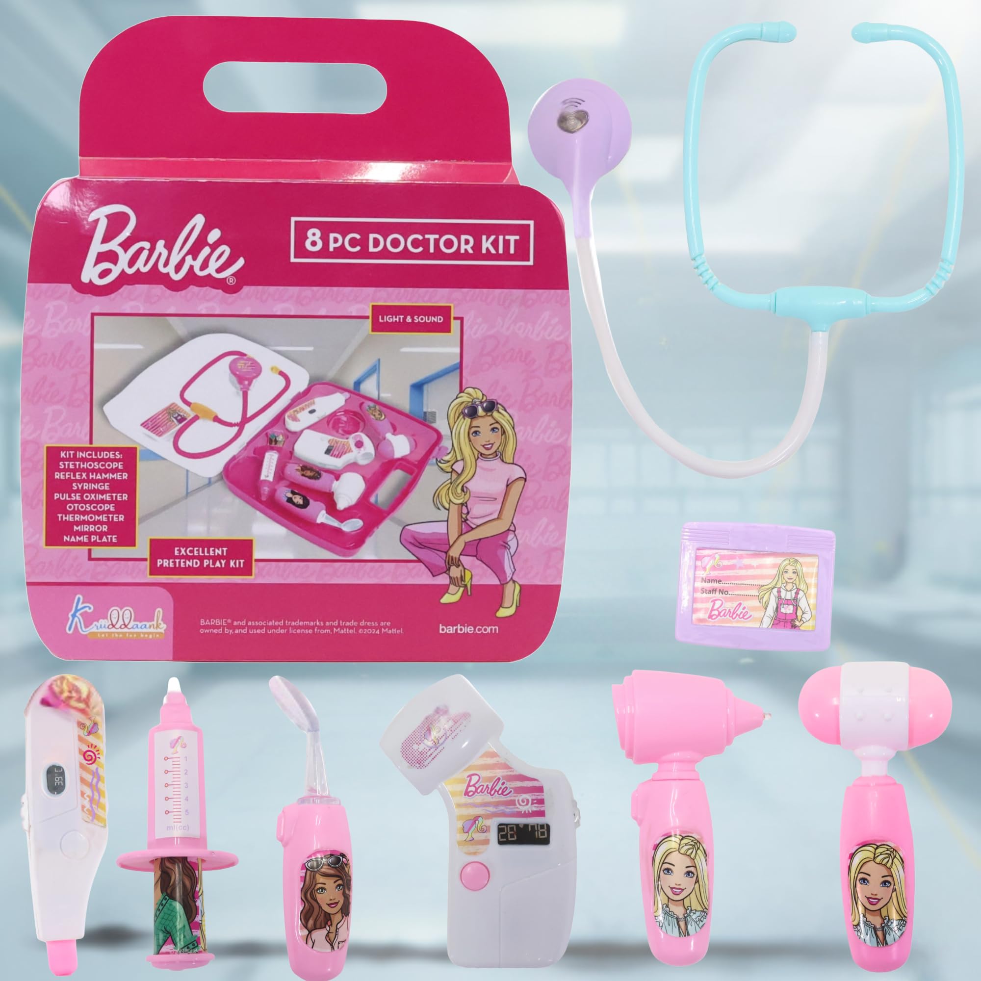 Buy Kriiddaank Barbie 8-Piece Doctor Set for Kids 3+ Years, Pink