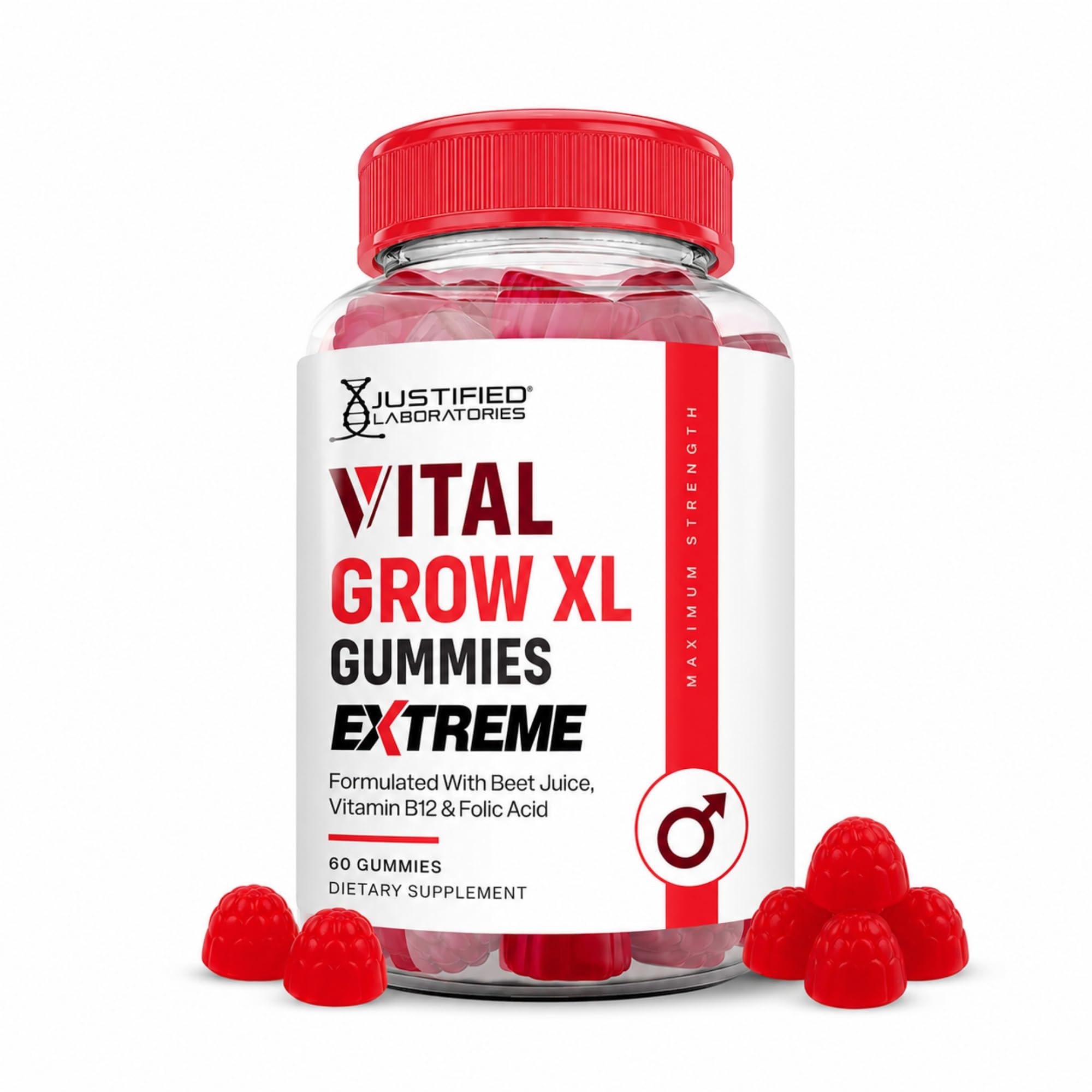 Justified Laboratories Vital Grow XL Gummies Extreme (2000 mg) 60 Count (Pack of 1)