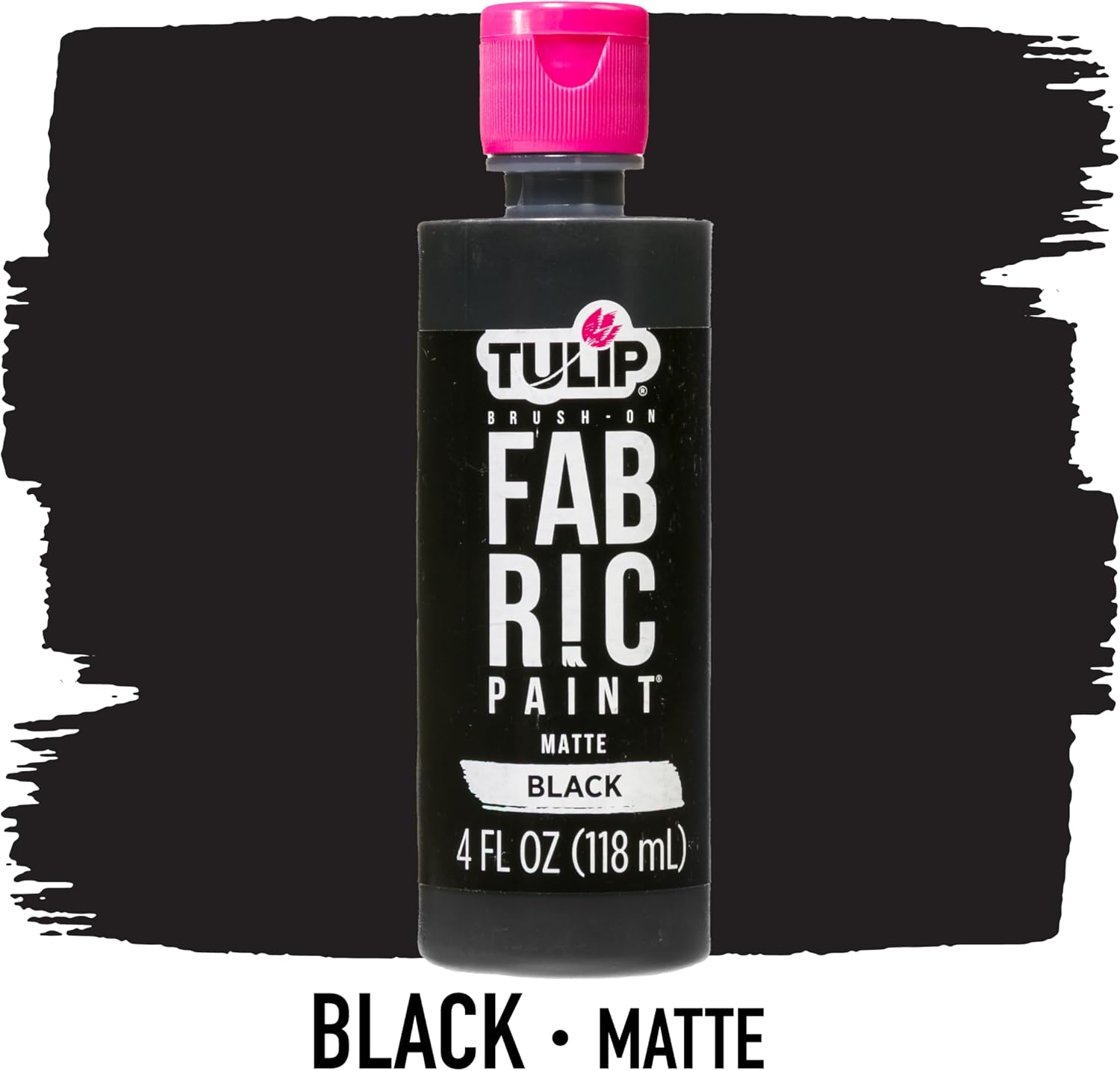 Tulip Brush-On Fabric Paint, Create Permanent Designs, Great for Fashion and Decor Crafts, Black, 4 oz