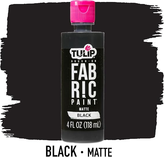 Tulip Brush-On Fabric Paint, Create Permanent Designs, Great for Fashion and Decor Crafts, Black, 4 oz