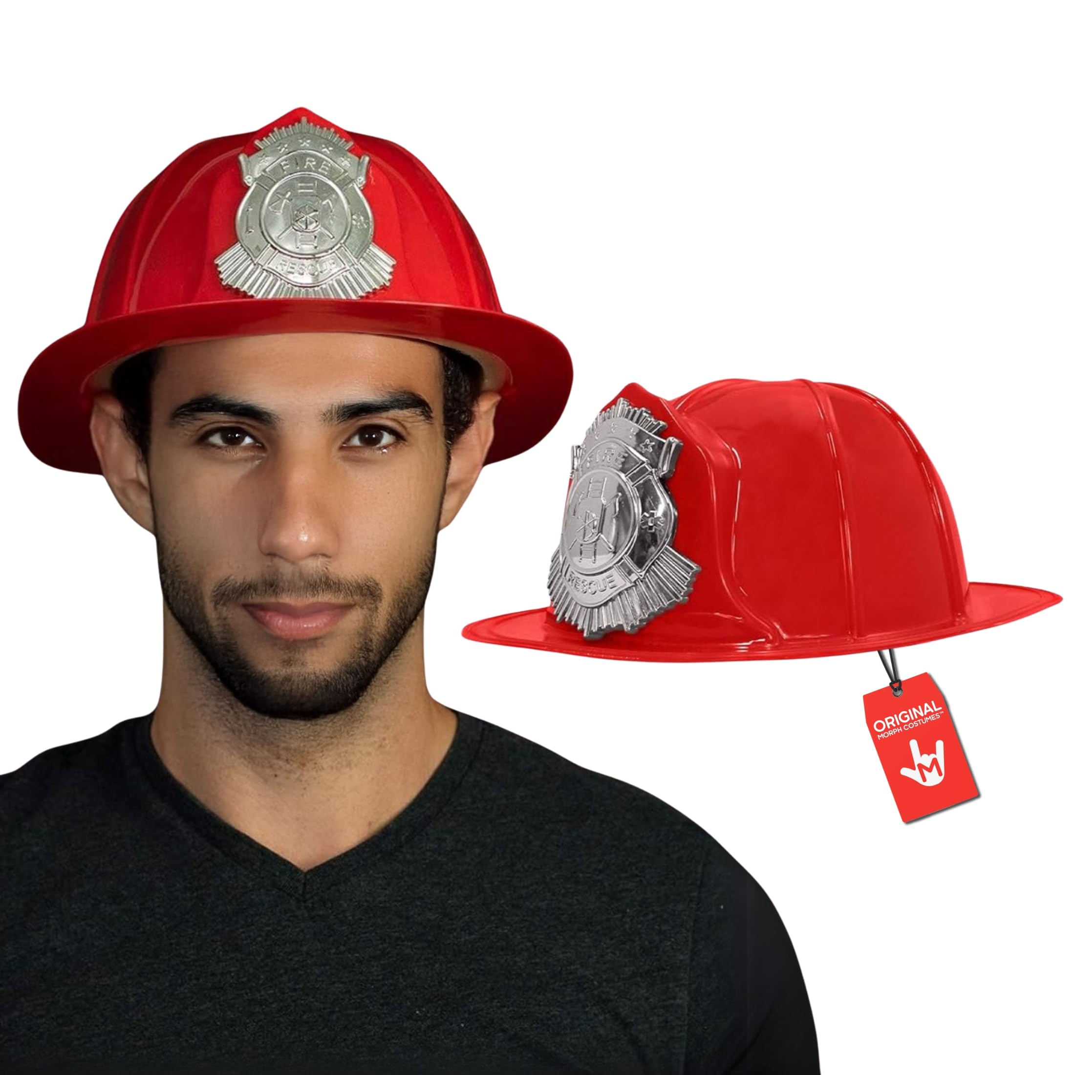 Nicky Bigs Novelties Deluxe Adult Firefighter Helmet Thick Plastic Fireman Hat Fire Chief Hat Firefighter Accessories Costume