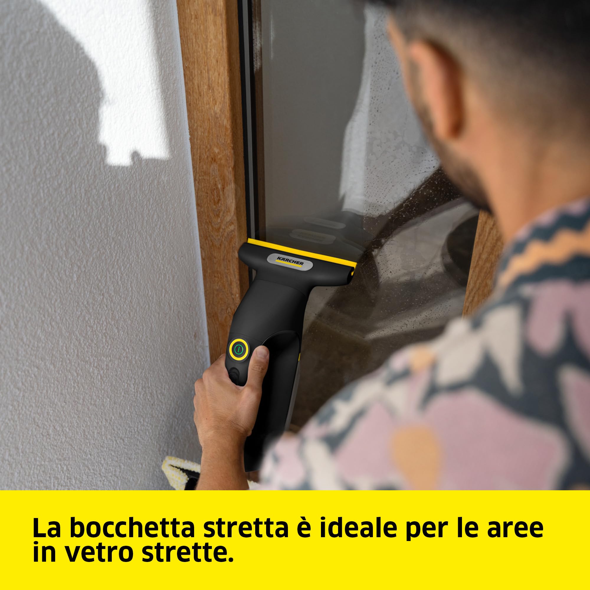 KÄRCHER lavavetri a batteria WV 3 Comfort Precision+ Black, autonomia: 35 min, serbatoio XXL: 200 ml, 2 labbra di aspirazione, flacone spray, gancio per doccia, 500 ml detergente per vetri