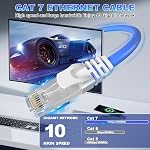 Cat 7 Ethernet Cable 40ft, SFTP Triple Shielded Ethernet Cable, Network Cable, Internet Cable, LAN Cable, with RJ45 Connector for Router, Modern, PC, Laptop, TV, Switch Box, Printer, PS3/4/5, Gaming