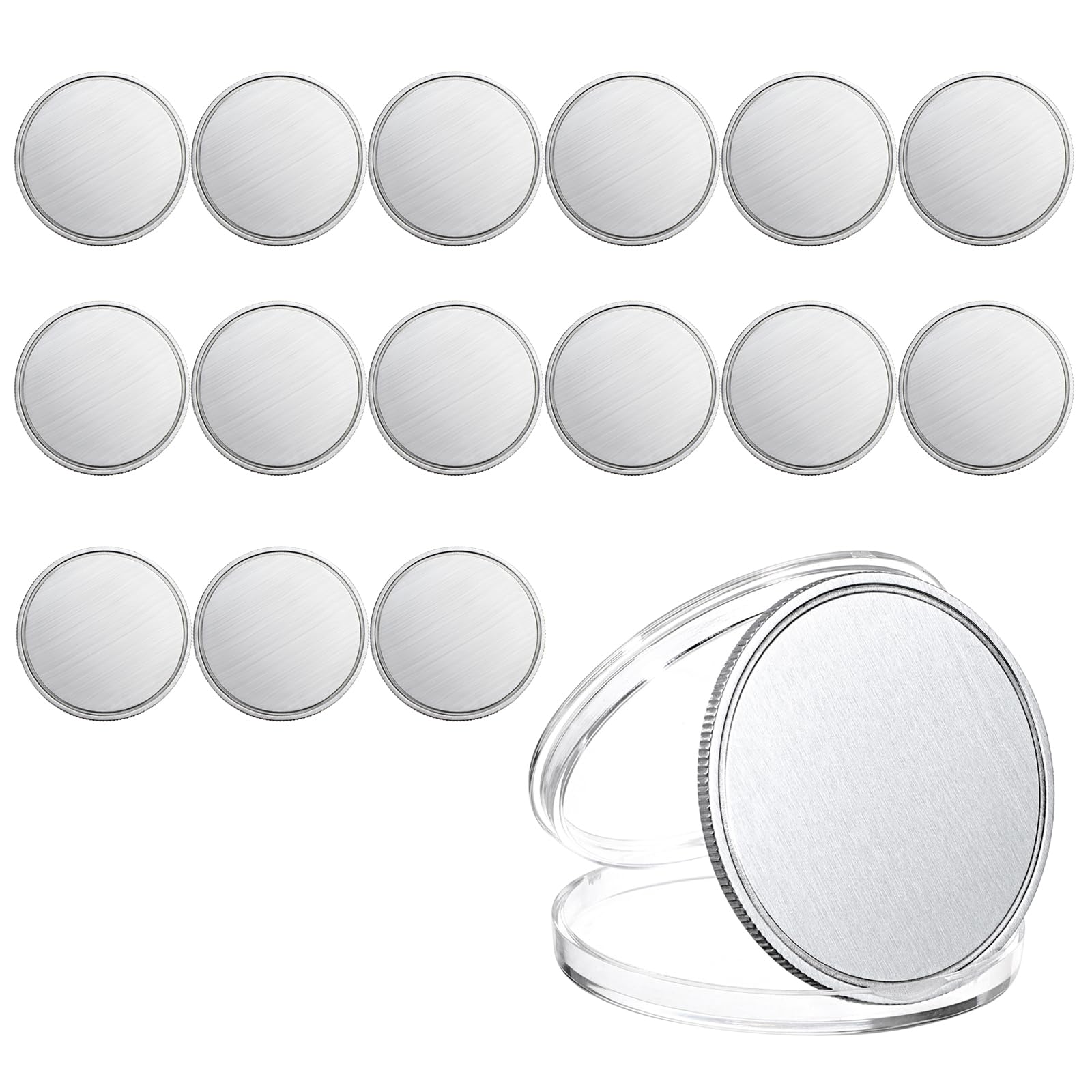 15PCS Blank Challenge Coins with Acrylic Case - 40mm Round Coins with Clear Protection Box, Laser Engraving Coins for DIY Personalized Craft, Commemorative Collection