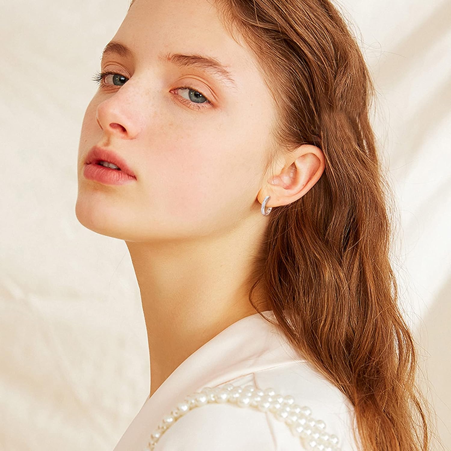 CUOKA MIRACLE 925 Sterling Silver Opal Hoop Earrings for Women - Opal Hinged Huggie Hoops, Hypoallergenic Small Hoop Earrings for Sensitive Ears, Dainty Everyday Jewelry Birthday Christmas Gift - Image 2