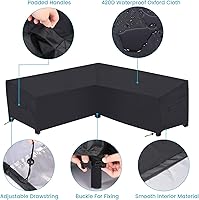 Vista 4 de Funda de sofá modular para patio, impermeable, resistente al viento, 85 x 85 pulgadas, en forma de V, para sofá de jardín, sofá seccional L