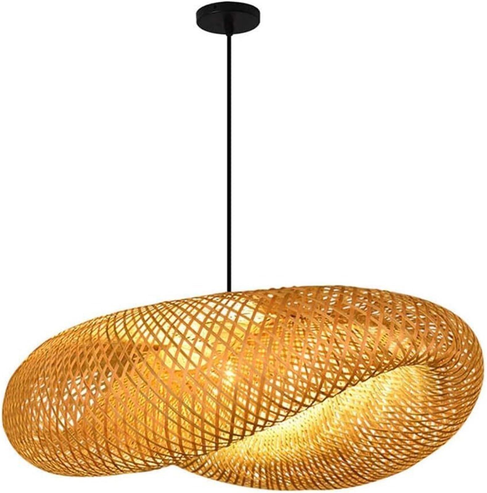 Lampada a Sospensione Ca con Paralume Cavo in Vimini Naturale, a Forma di Nido d'uccello, per Soggiorno, Lampada in Vimini