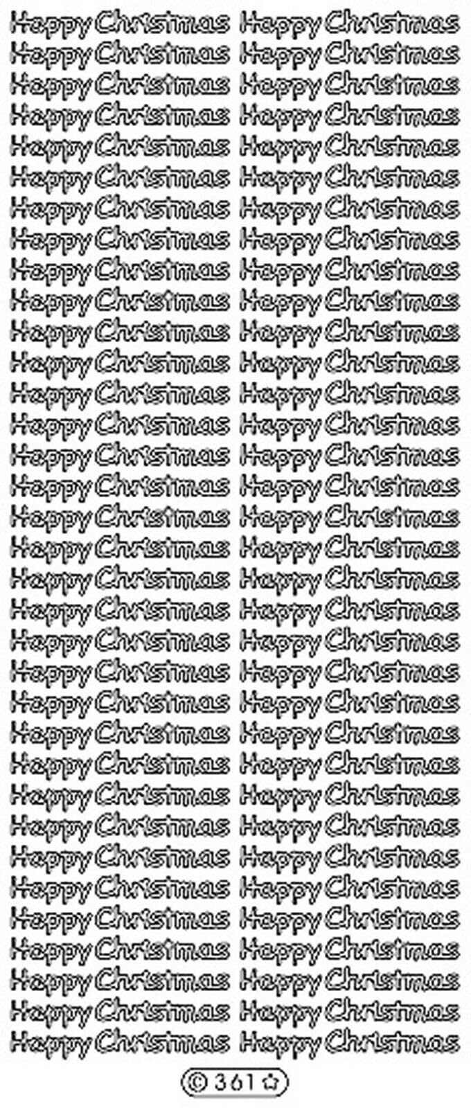 Trto Silver 1Pcs Color 4Mm Happy Christmas Or Merry Christmas Peel Off Stickers Card Making Easy To Use And Useful For Decorations, -Stick-228