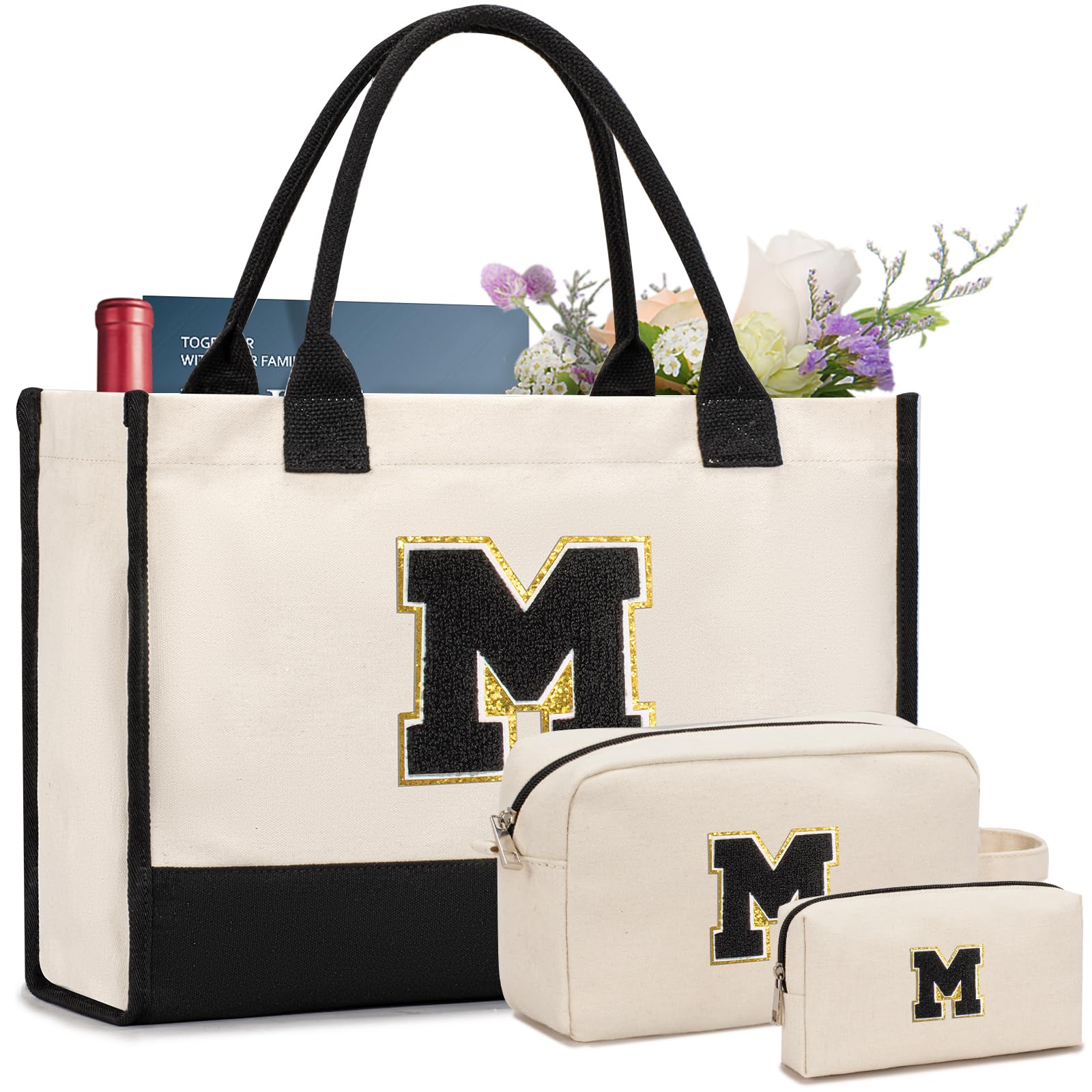 GASSDA Personalized Initial Tote Bag - Birthday, Christmas, Teacher, Mom, Sister, Friend Gifts