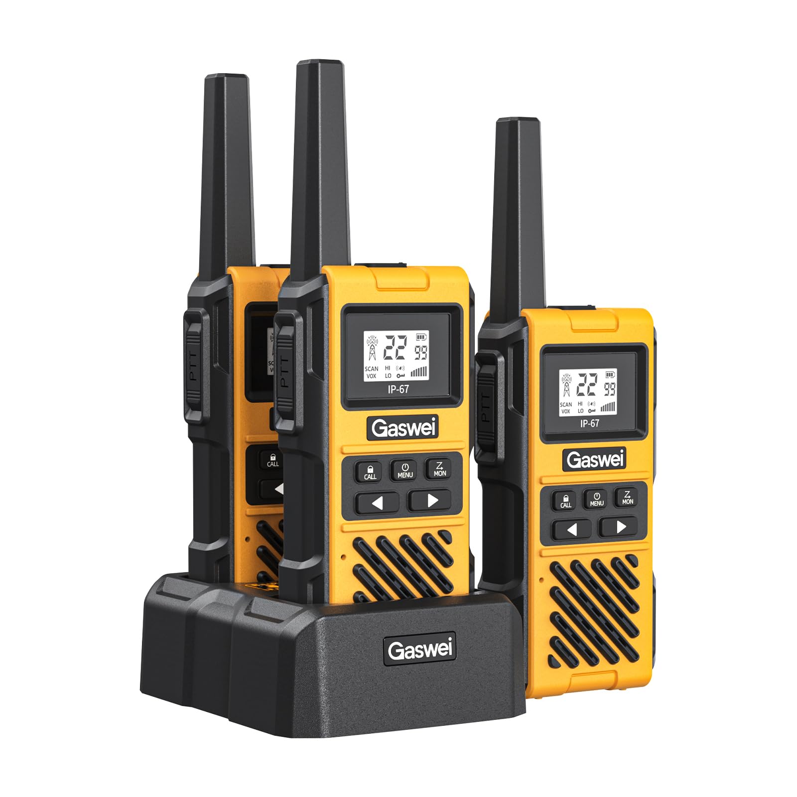 Gaswei G1pro Profressional Walkie Talkies for Adults, Rechargeable Two Way Radios Long Range, 2 Way Emergency Radio, Waterproof (3 Pack)