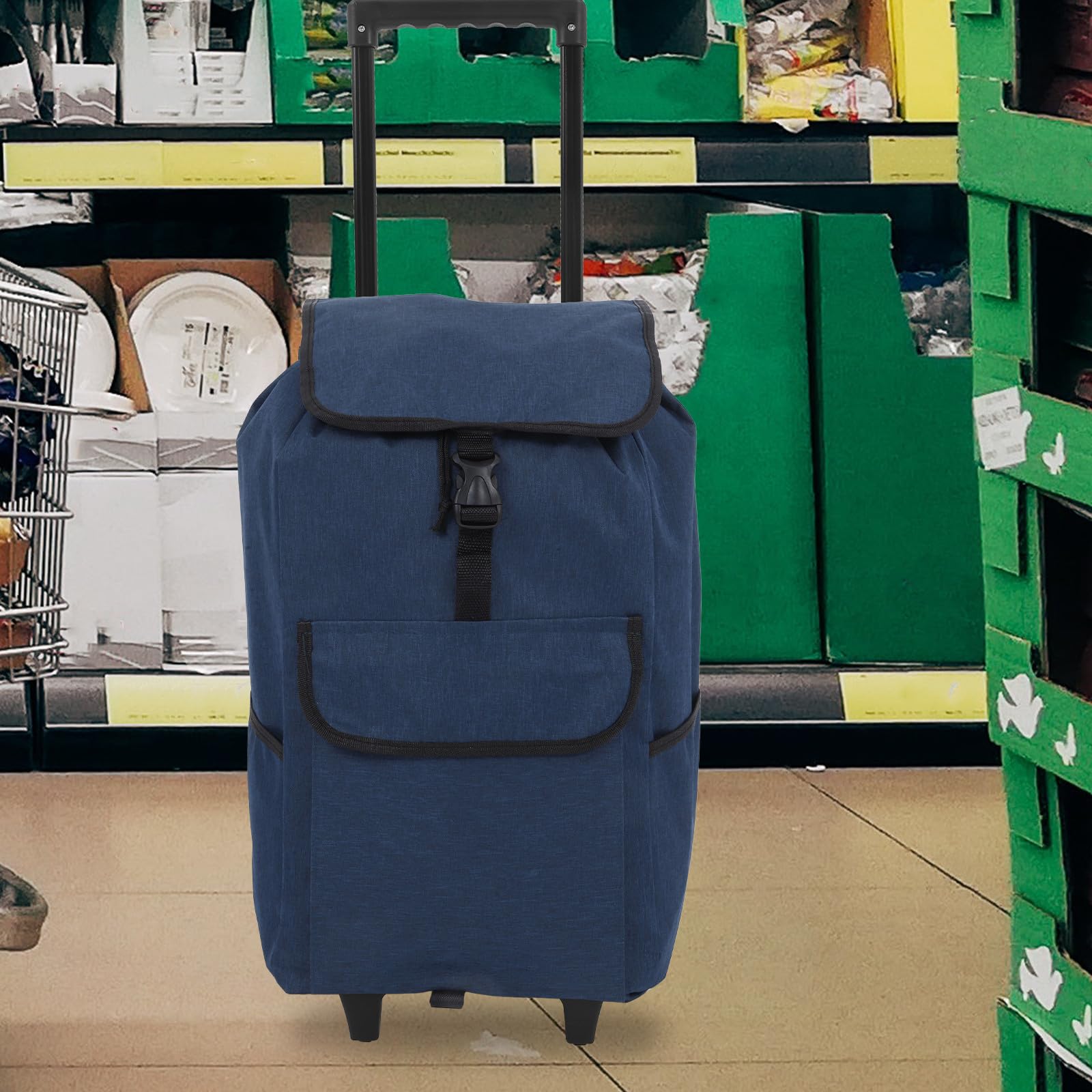 Bolsa de Reemplazo y Diseño Plegable con Bolsillos Laterales Azul de Tela Oxford para Carrito de para Uso Cotidiano y