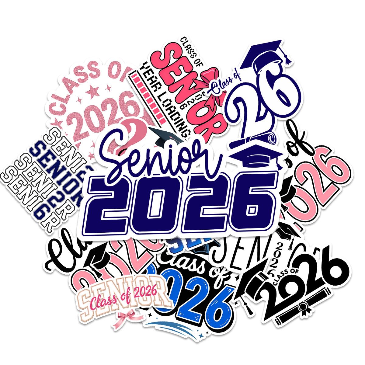 Lot 12 stickers senior 2026 parfaits comme cadeau de réussite pour étudiante