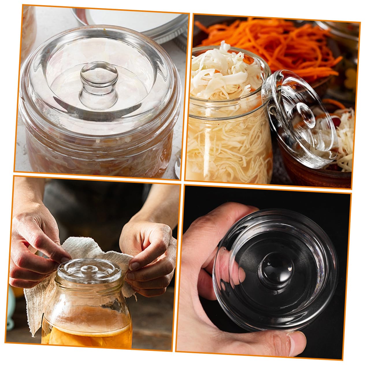 DOITOOL Pesas de Vidrio para Fermentación 2 Piezas Tamaño Compacto Material Vidrio Tapa para Frascos de Boca Ancha Uso en Fermentación de Alimentos Tarros Hogar Cocina