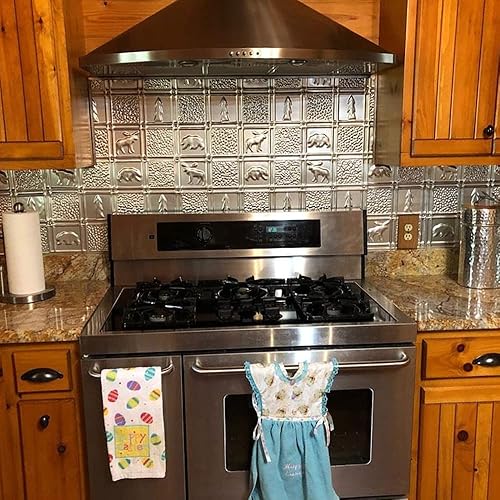 Miniatura 3 de Shanko SKPC612-bk-24X16-N-12 Gwen's Cabin - Azulejo de metal estampado para pared y salpicadero (48 pies cuadrados), color negro, paquete de 12