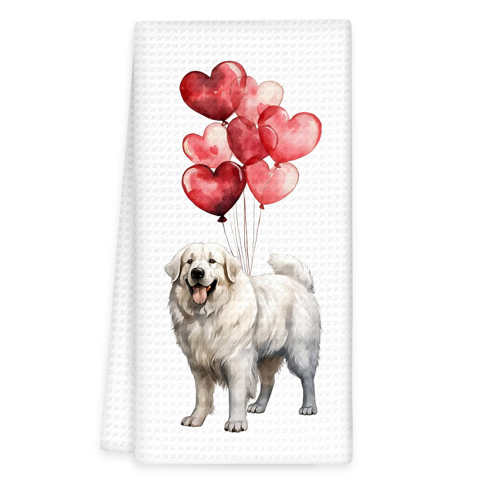 OINDADE Great Pyrenees Gifts Dog Kitchen Towels, Valentines Gifts for Great Pyrenees Dog Lovers Hand Towels, Balloon GreatPyrenees Dish Tea Towels for