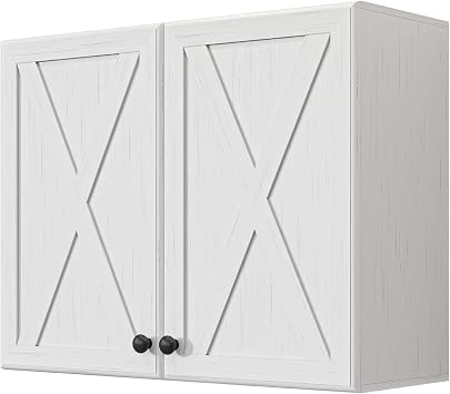 Furnaza Farmhouse 30" W Large Kitchen Wall Cabinets with Ajustable Shelf | Upper Laundry Room Wall Mounted Storage Cabinets with Doors for Bathroom,Garage,30"Wx24"Hx12"D