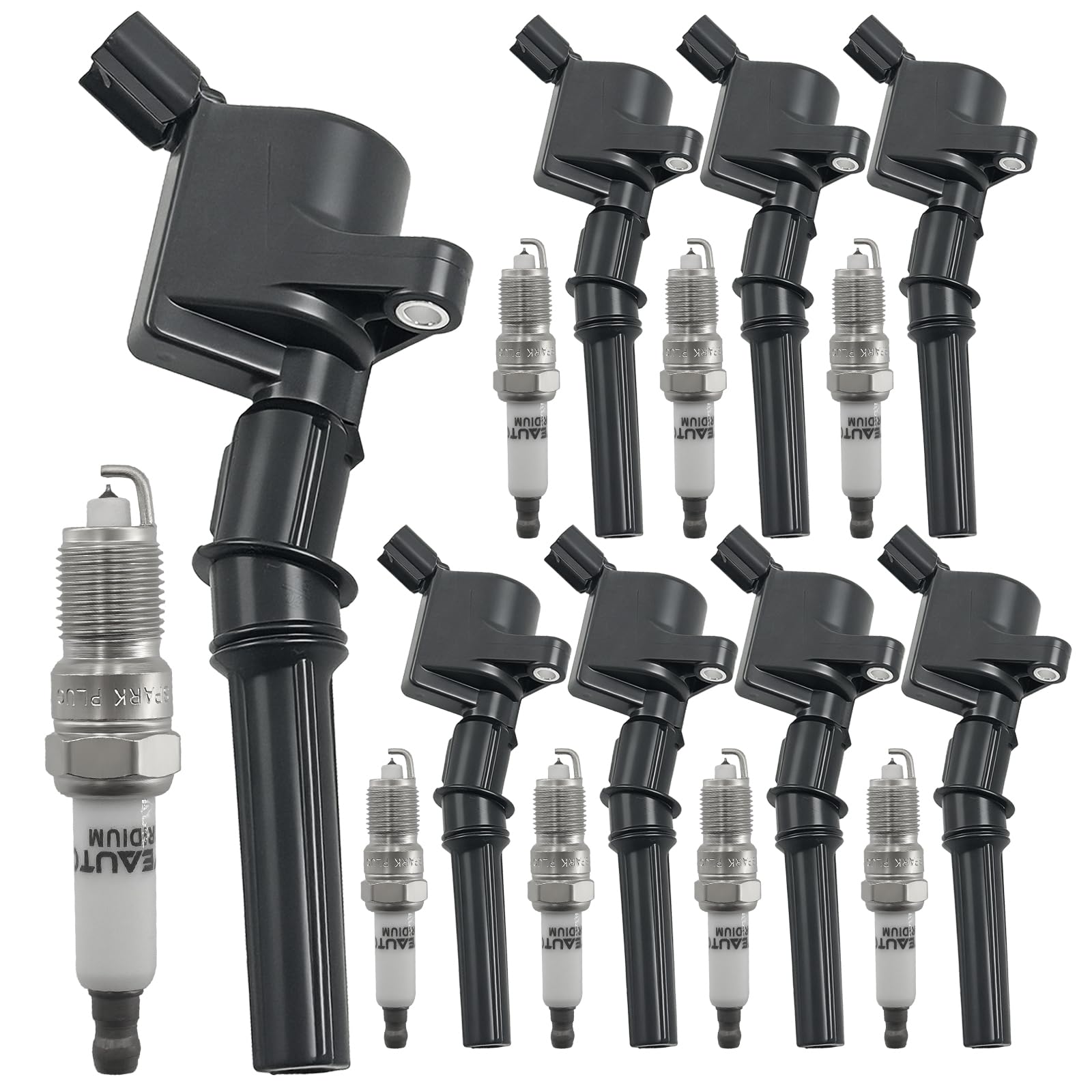 Ignition Coil Pack Iridium Spark Plug Pack DG508 Set of 8 Compatible with Ford Lincoln Mercury F150 F250 F350 E150 E250 Expedition Mustang Lincoln 4.6L 5.4L