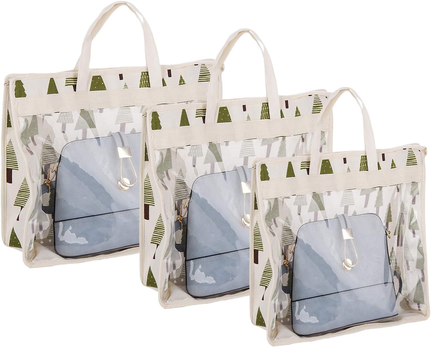 Santwo Non-woven Handbag Organizer Storage Dust Cover Hanging Closet Bag 3 Pack (tree)