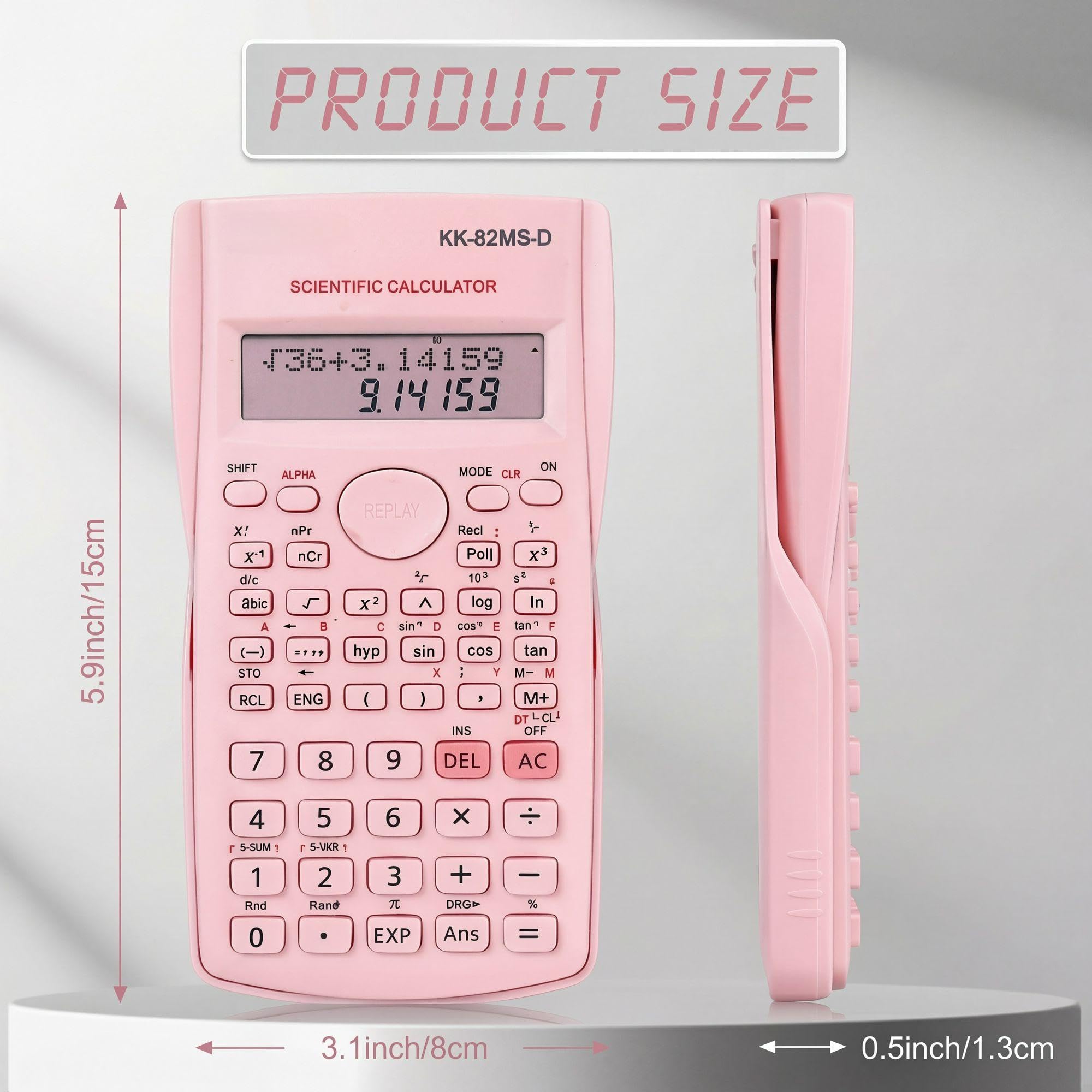 Flutesan 10 calcolatrici scientifiche a 2 linee, funzione sfusa, calcolatrice matematica, grande display, per studenti, insegnanti, aule, scuole superiori, batterie AAA incluse (rosa)