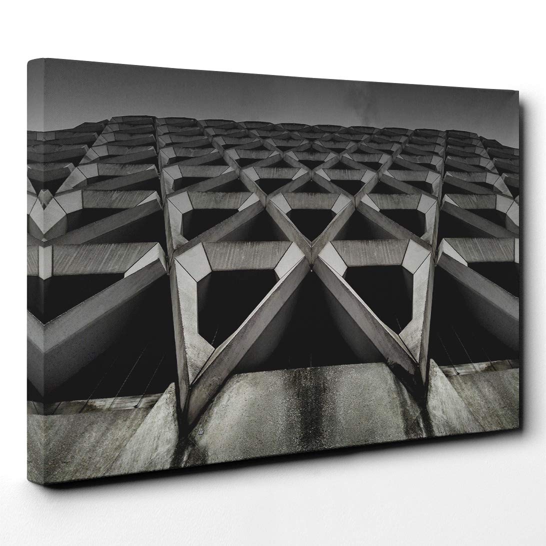 Architecture Building (1) Canvas Print | Gallery Wrapped 30mm Frame Wall Art | 24x16 inches | Ready to Hang | Modern Cityscape Picture | Living Room Bedroom Lounge Office