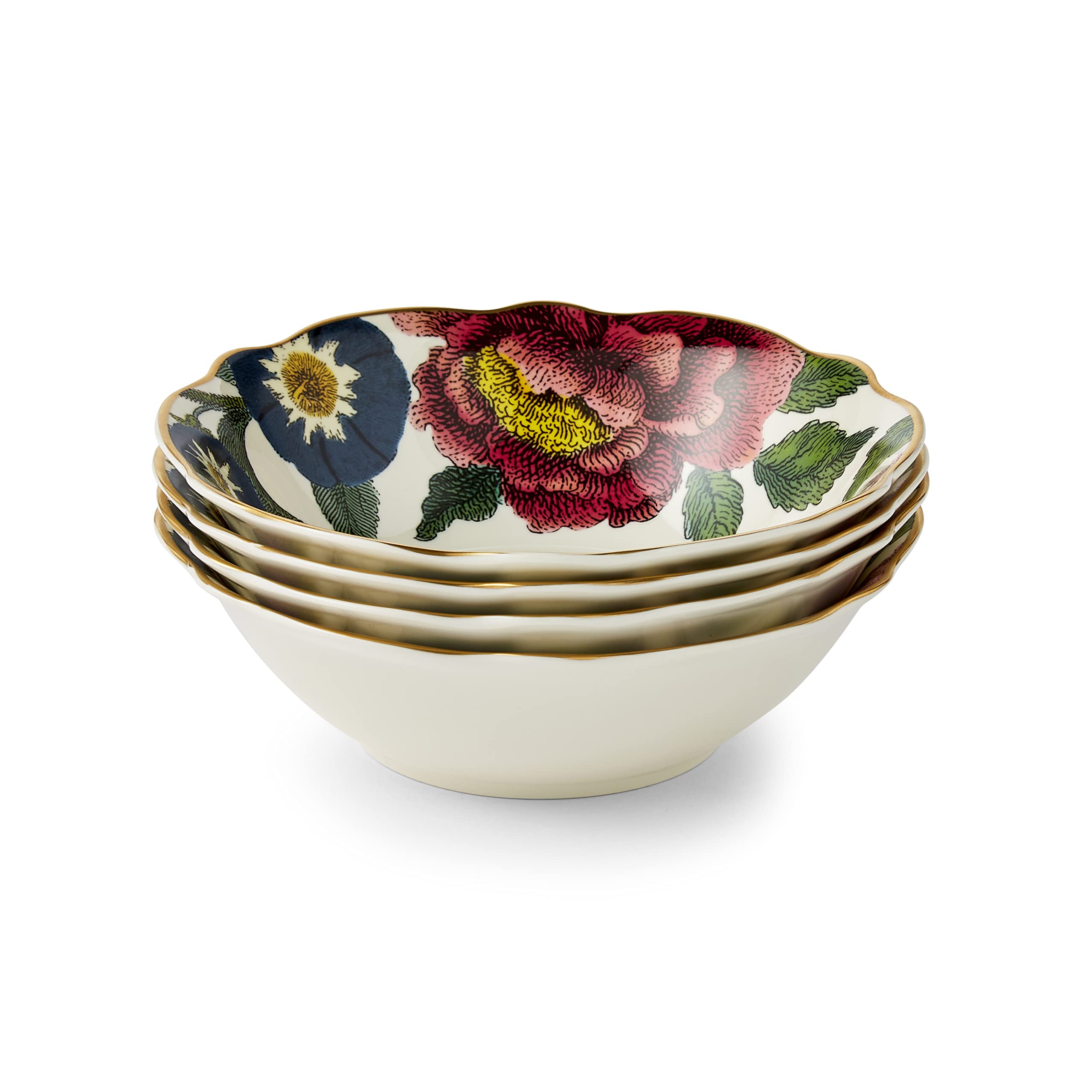 Spode White Creatures Of Curiosity 15.5 Centimetre Cereal Bowl - With 22 Carrat Gold Detailing Set Of 4