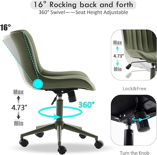 Miniatura 3 de YOUNIKE Silla de escritorio ergonómica marrón para oficina en casa con ruedas, cómoda silla de tocador sin brazos con respaldo, moderna silla