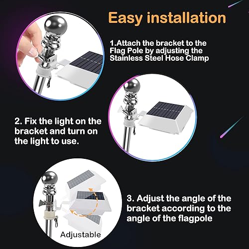Miniatura 3 de Luz solar para mástil de bandera, luz blanca brillante de 6000 K, funciona con energía solar para mástil de bandera de 5 pies y 6 pies, luces