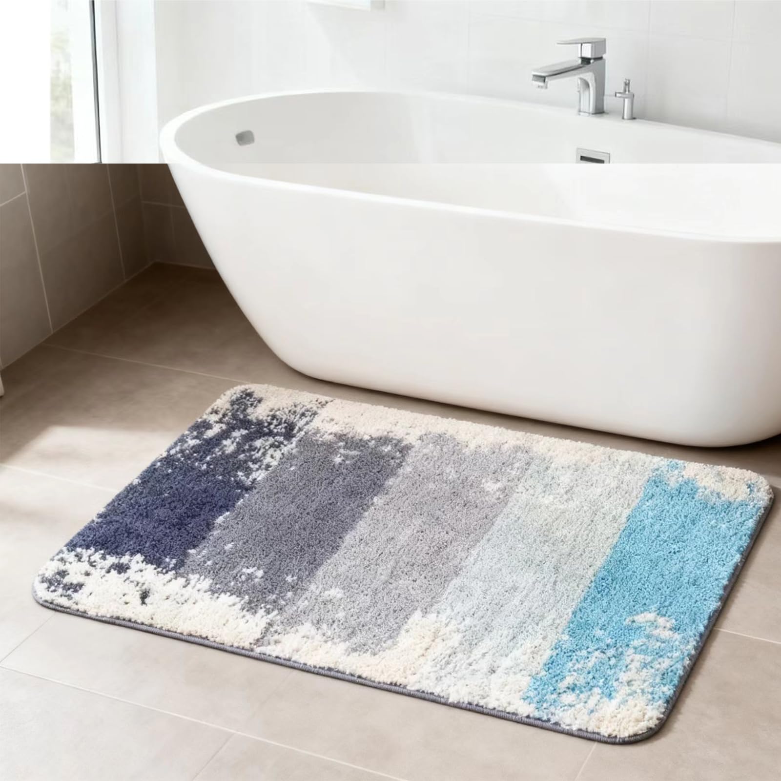 Hi Space Bathroom Rugs 31.5x19.7IN Luxury Gradient Bath Mat for Bathroom Non Slip Microfiber Machine Washable Soft Absorbent Cute Bath Rug Plush Bath Carpet for Tub Shower Sink Fluffy Home Decor