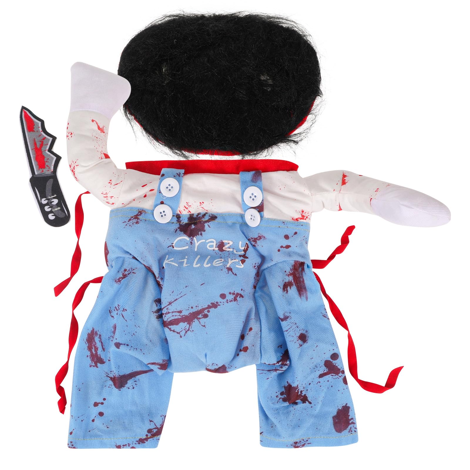 QKURT Pet Halloween Costume, Deadly Dog Cloths Halloween Crazy Cosplay Outfit, Funny Adjustable Costume for Small Medium Large Dogs Puppy Cats (S)