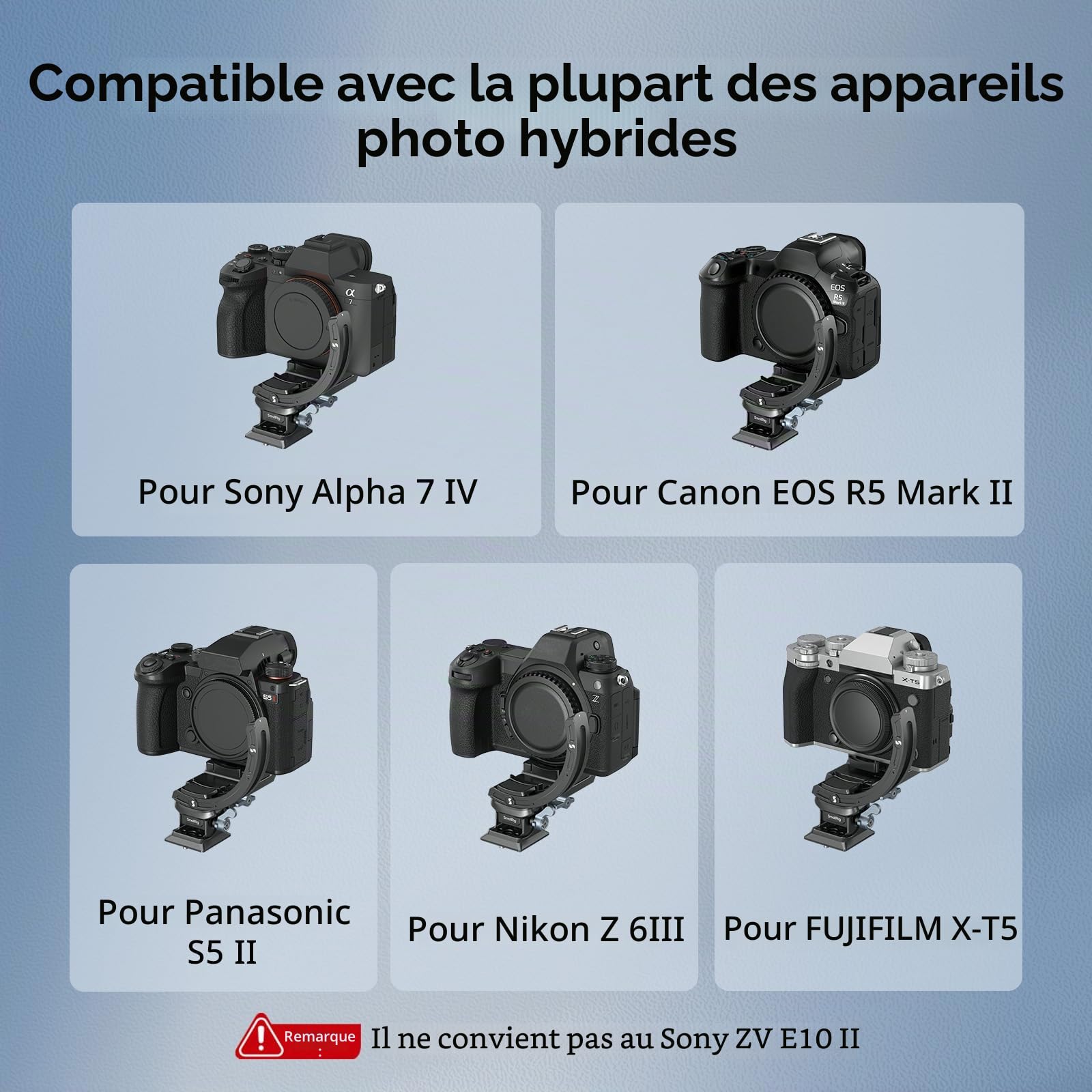 SMALLRIG Kit de Plaque de Montage Horizontale vers Verticale pour Caméra sans Miroir, pour Sony, pour FUJIFILM, pour Nikon, pour Canon, Monture d'objectif avec Plaque à Dégagement Rapide de Arca-4349