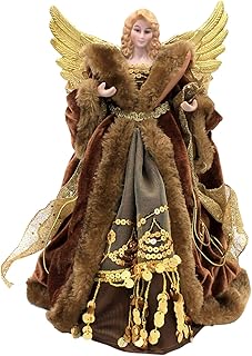 The Christmas Workshop 81840 Angel Christmas Tree Topper / 12” Tall / Copper & Gold Coloured / Indoor Christmas Decoration