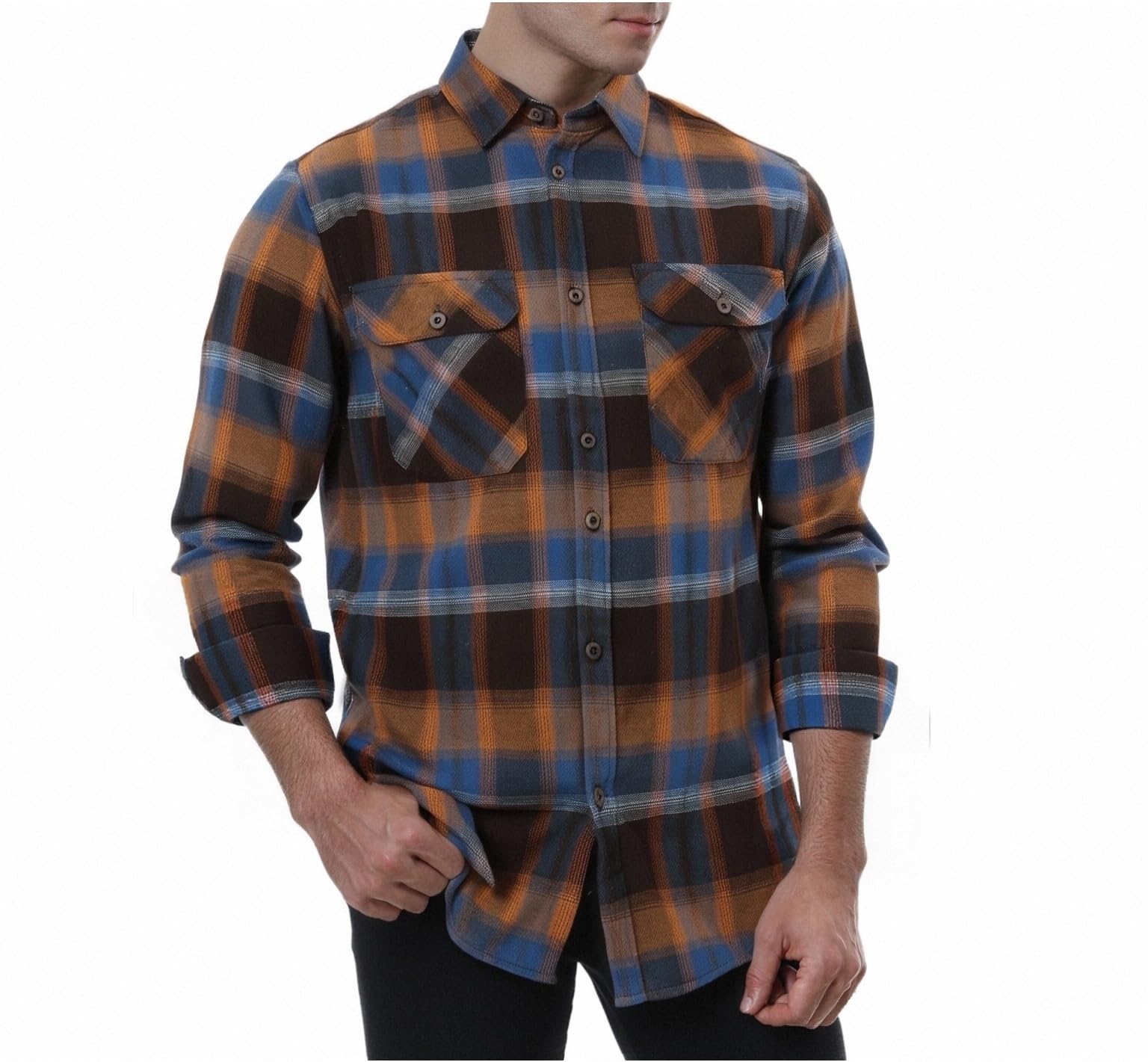WARHORSEE Flannel Shirt for Men Long Sleeve Button Down Plaid Shirts
