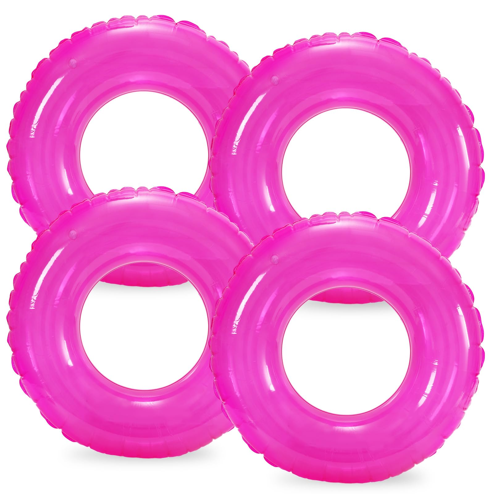 Whaline 4Pcs Inflatable Pool Float Toy Swim Tube Ring Pool Tube for Teen Boy Girl Outdoor Summer Swimming Pool Beach Party Favor Supplies