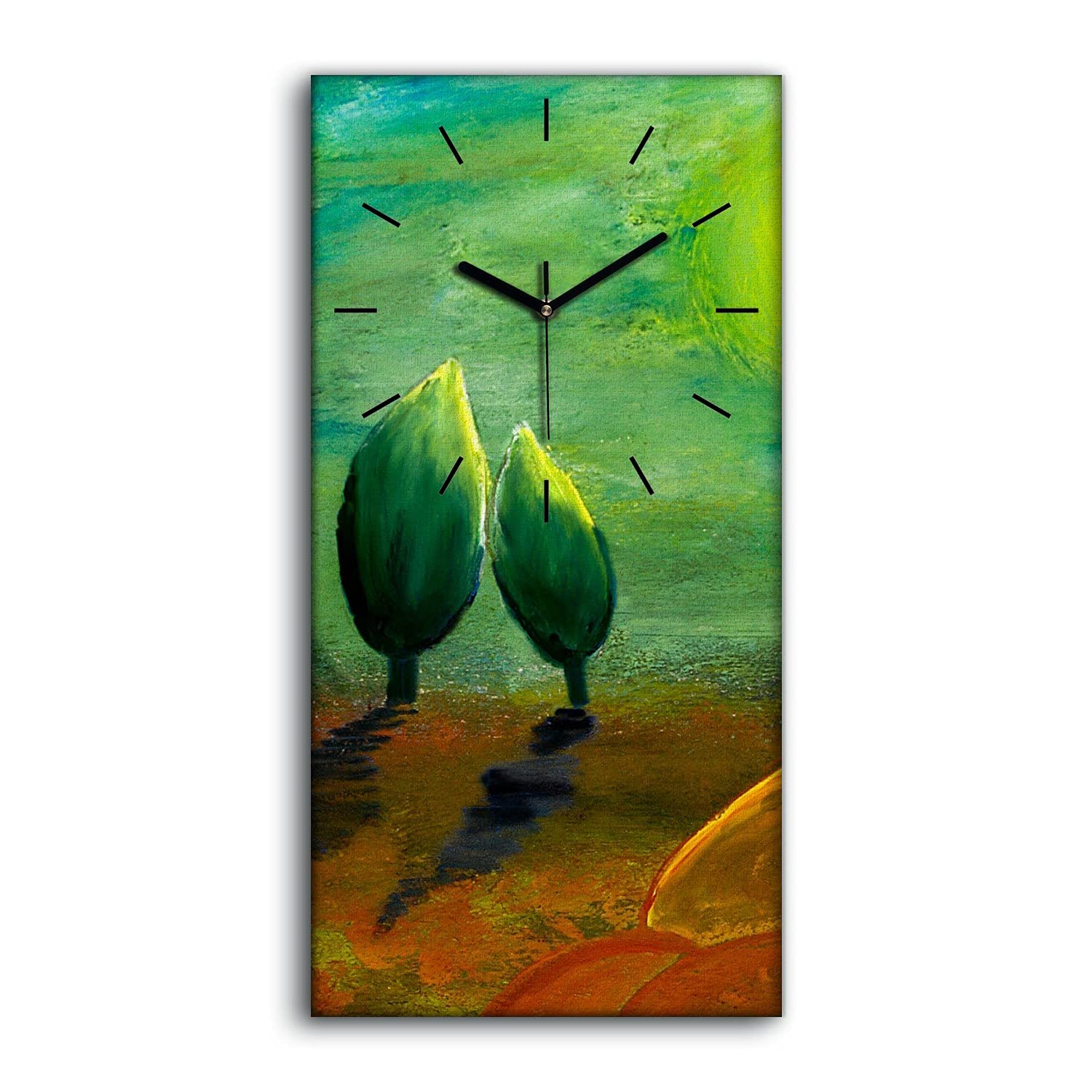 Horloge sur toile art mural salon chambre abstrait sun trees paysage 30x60cm