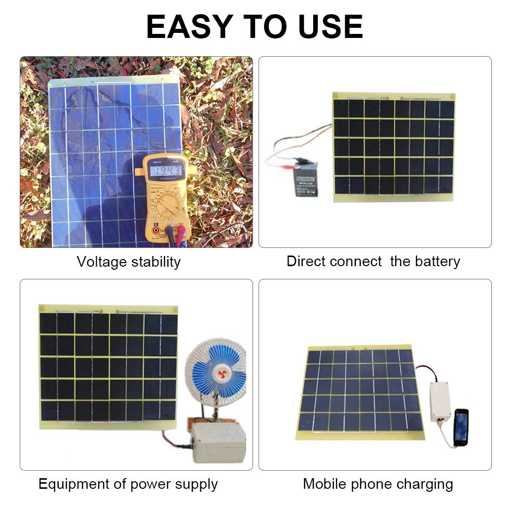 ECOWORTHY Waterproof 10 Watts 12 Volts Epoxy Solar Panel Module with