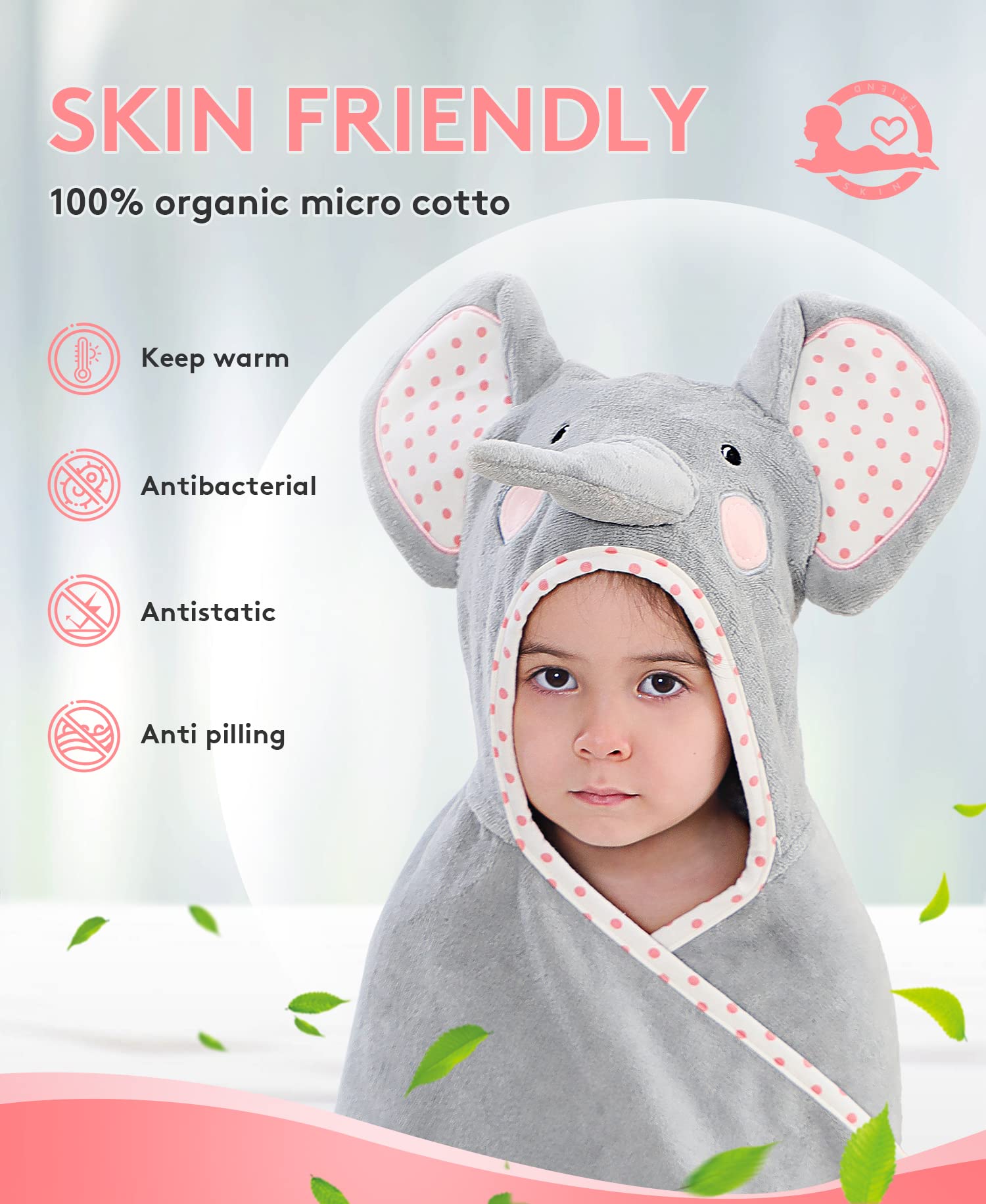 TBEZY - Capa de baño para bebé con capucha, algodón, con diseño animal, toalla de recién nacido (elefante para 1 a 5 años)