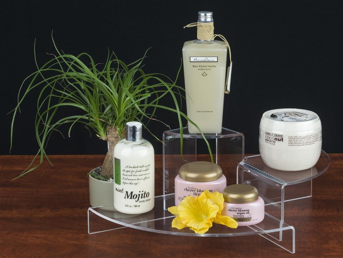 Set of 3 Triangle Shaped Display Risers, Open Bottom, Tiered, Different Sizes (Clear Acrylic)