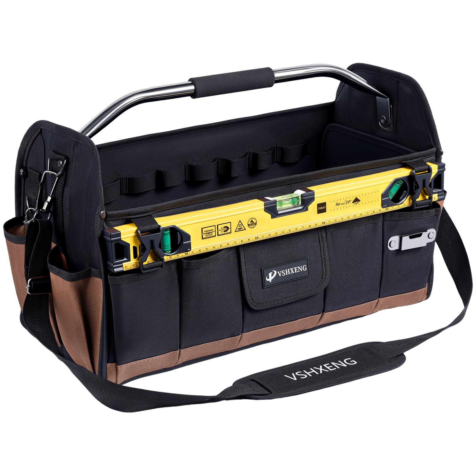 20 Inch Tool Bag Foldable 19 Pockets Tool Tote Bags with Tool Organizer with Adjustable Shoulder Strap Easy